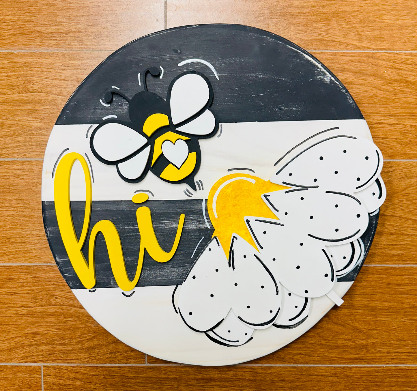 143- Hi with bee and flower- ALL 3D