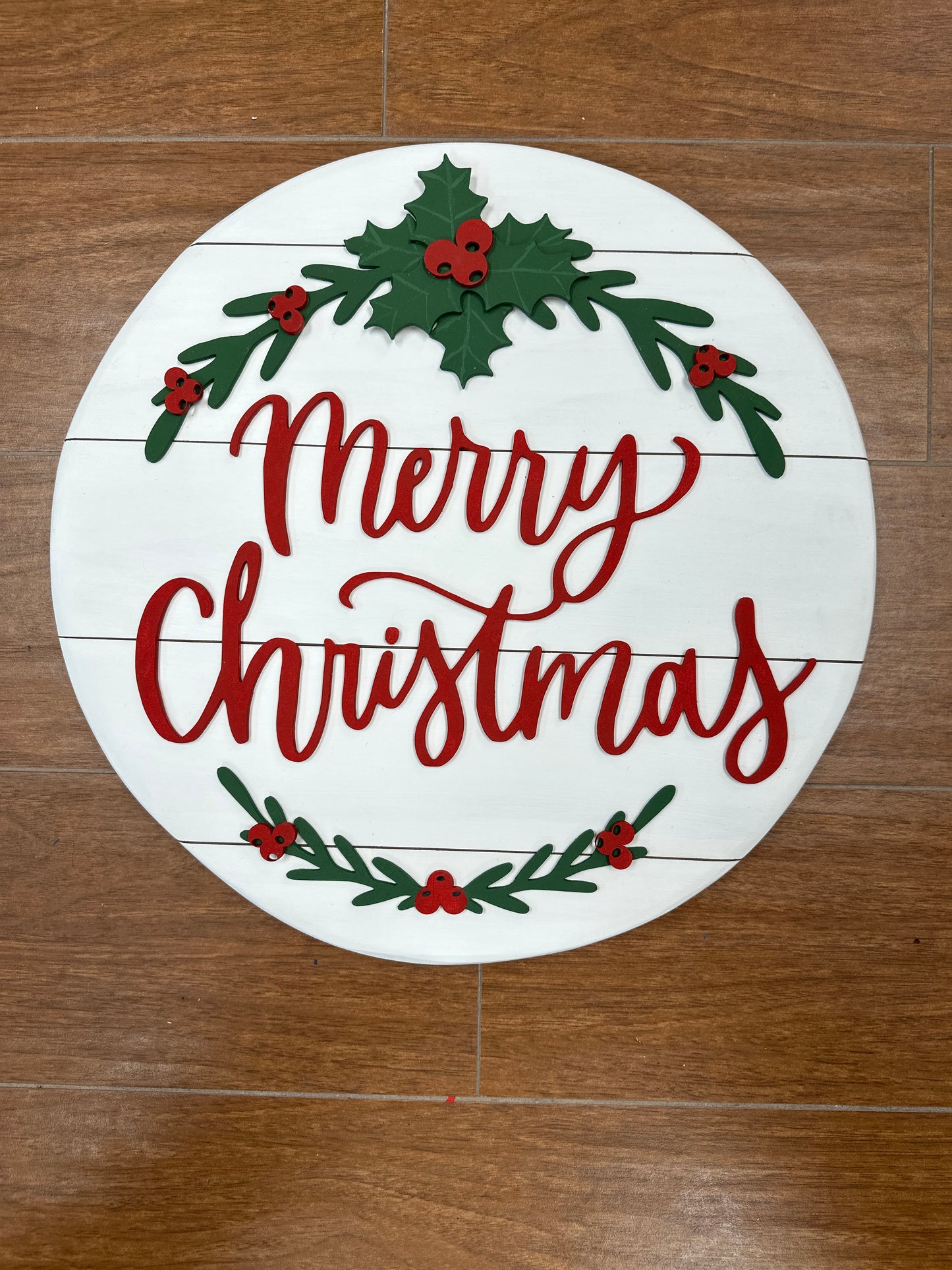159- Merry Christmas-ALL 3D on round board