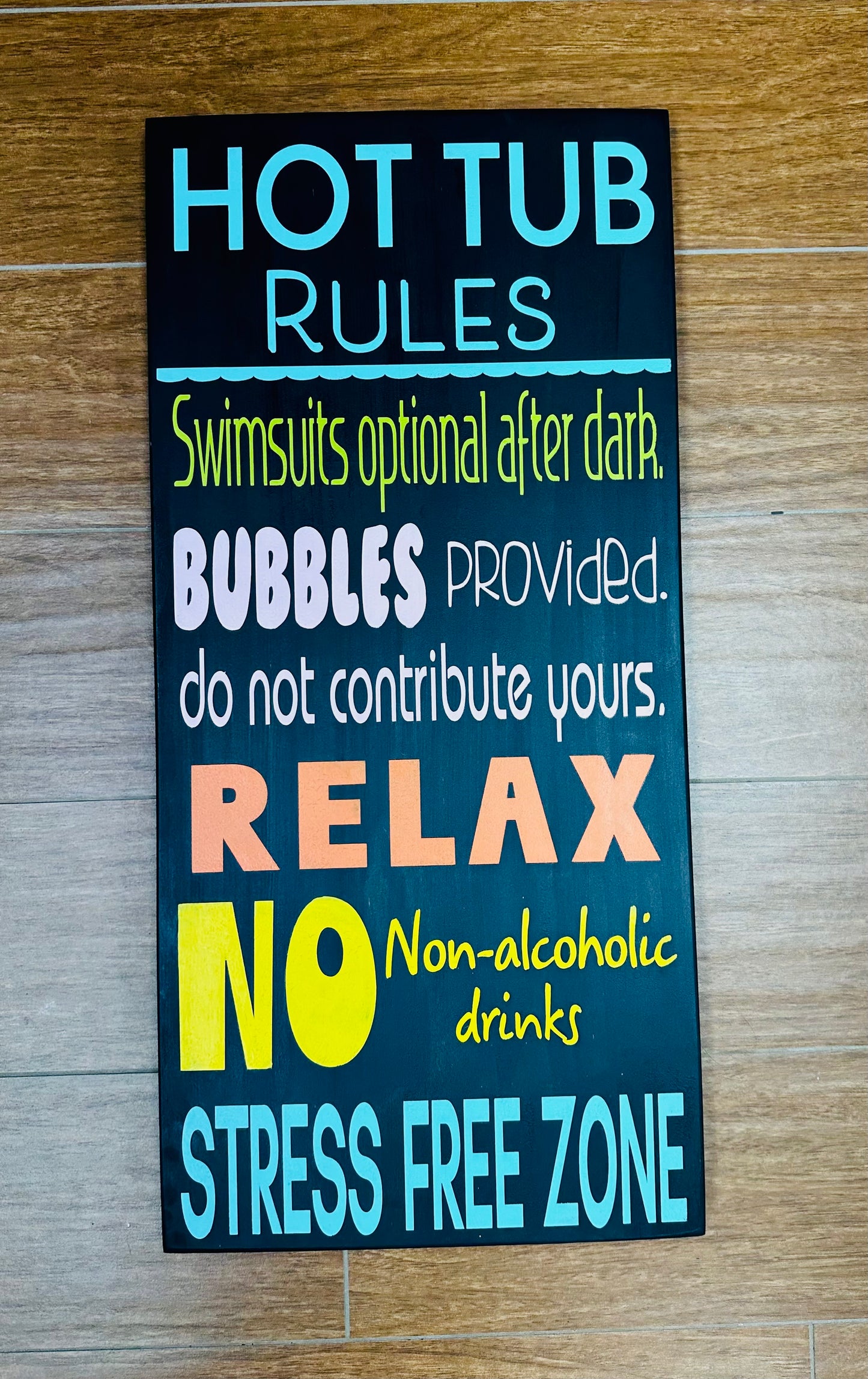 375-Hot Tub Rules-Bubbles provided