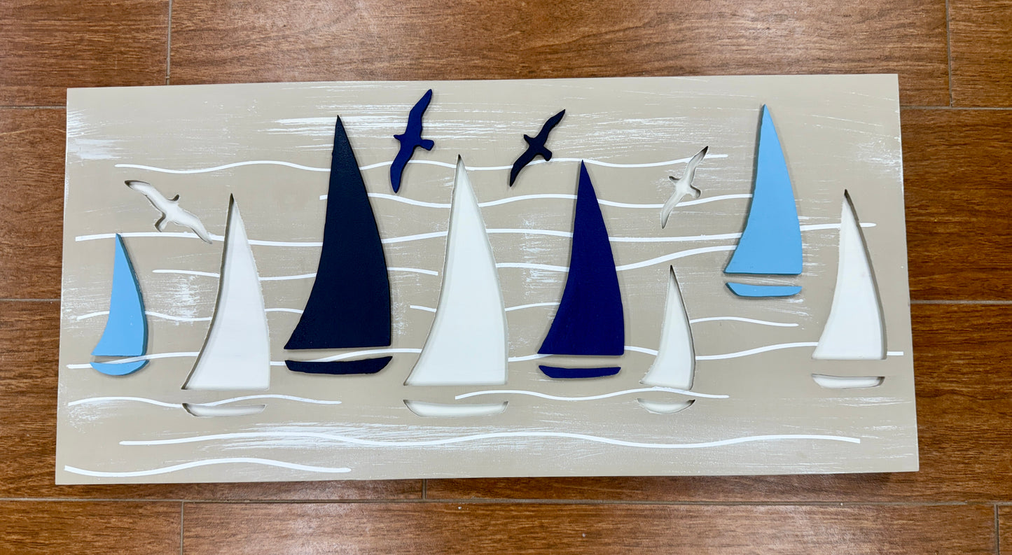 018- Sail boats on water 3D