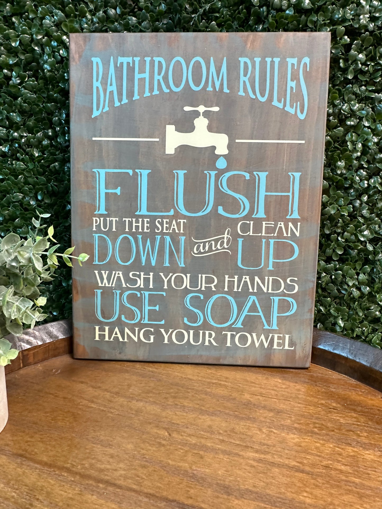 192-Bathroom rules, Flush, put the seat down and clean up