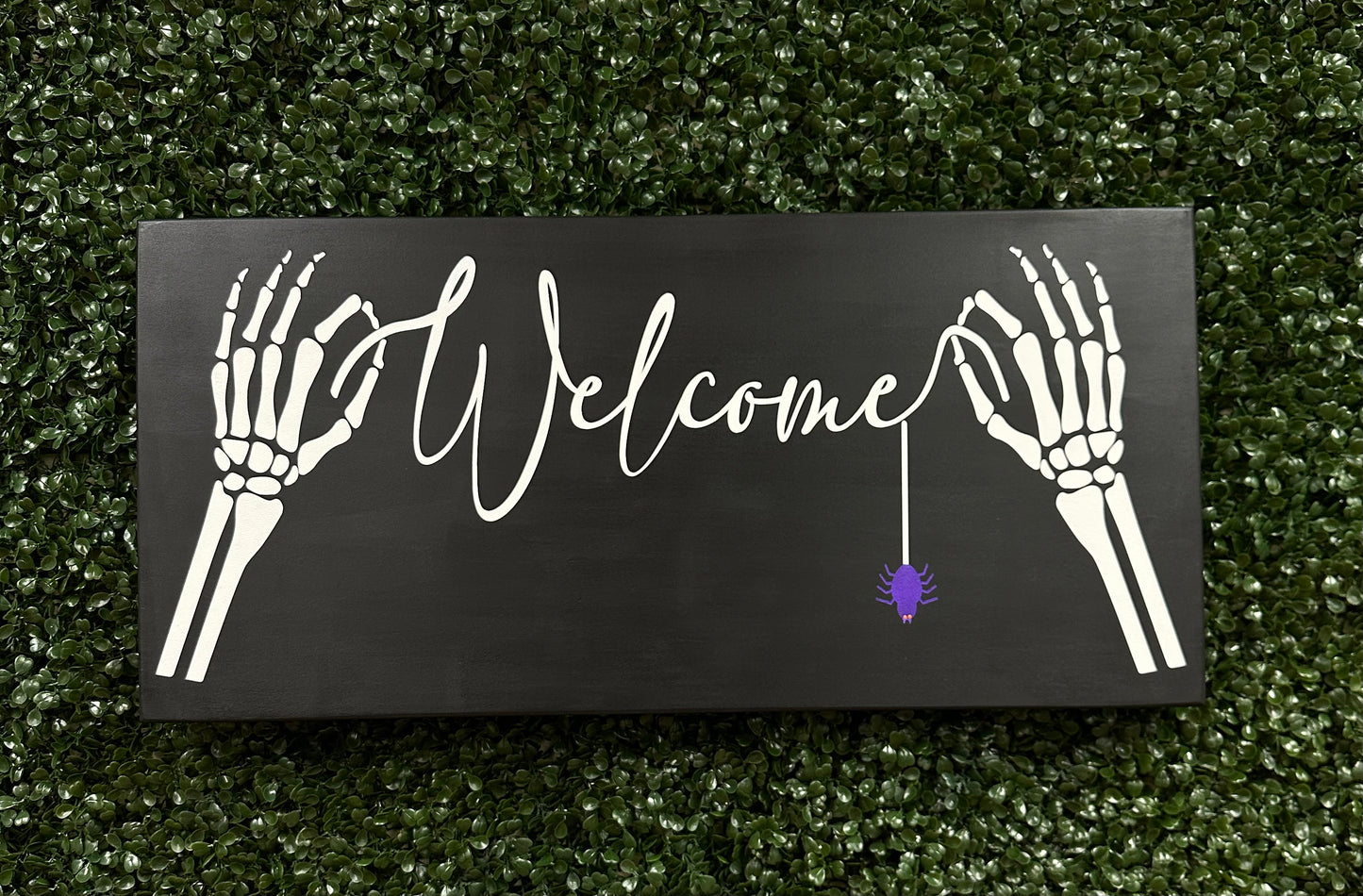 381-Welcome- Skeleton hands with spider