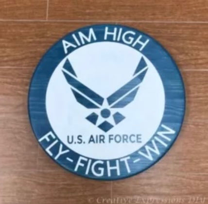 327- Aim High- Air Force on round board